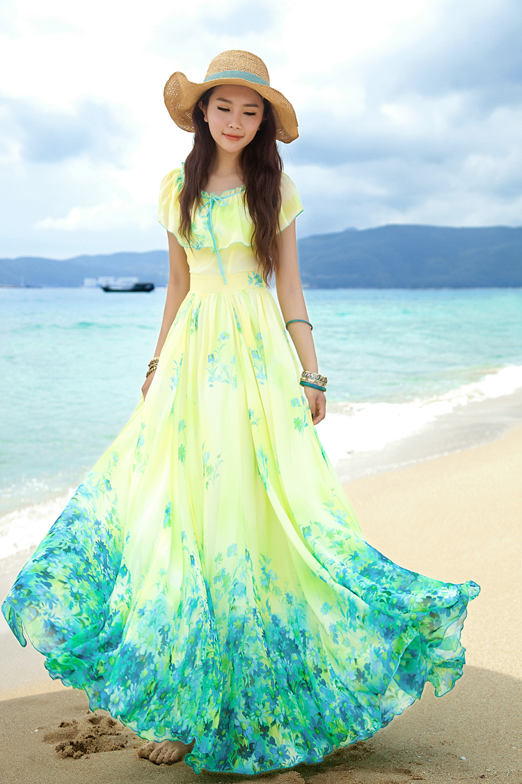 夏季波西米亚风海滩长裙图片