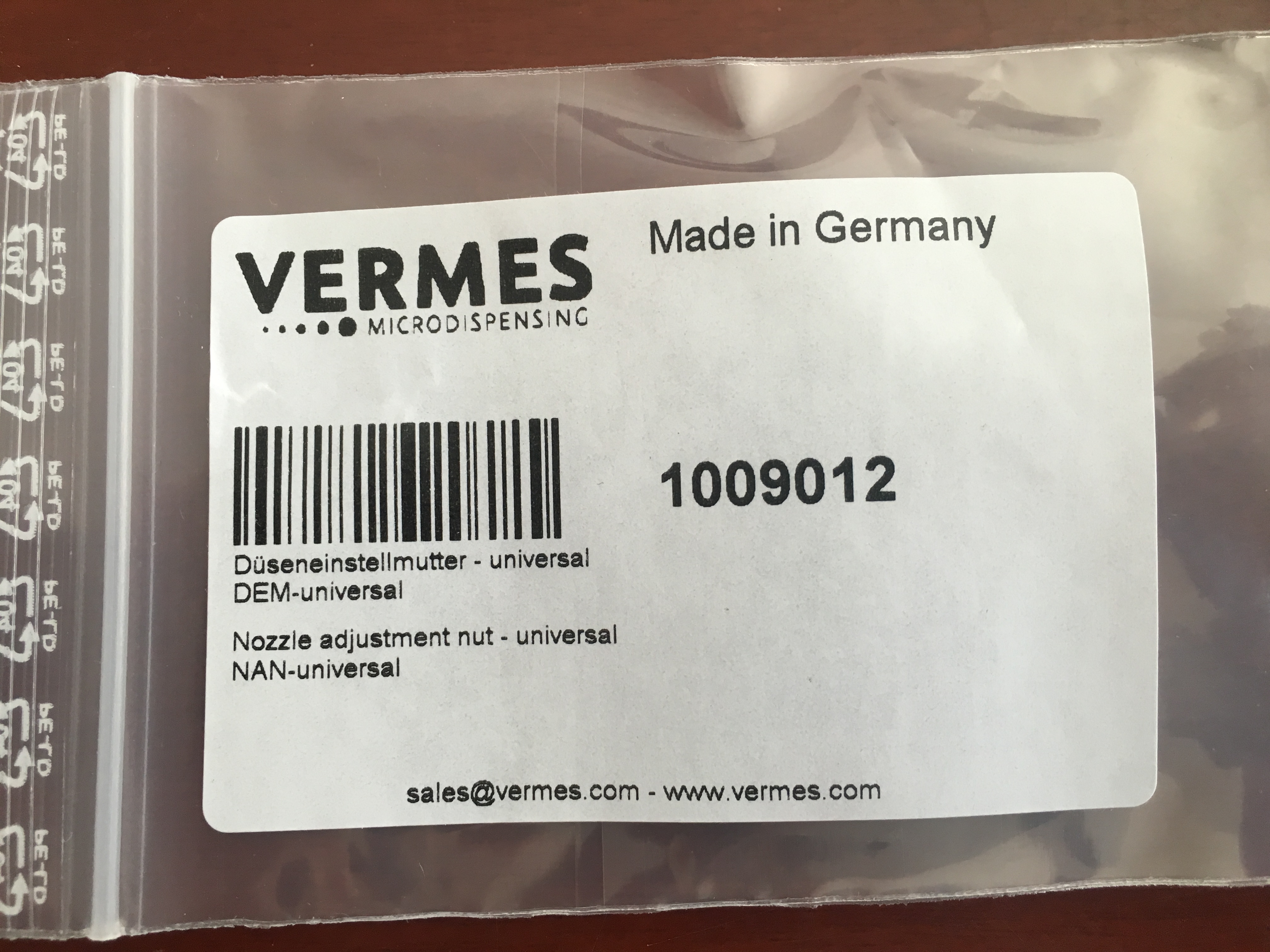 德国VERMES【代理】原装进口配件--喷嘴螺母 1009012 VERMES配件喷嘴螺母