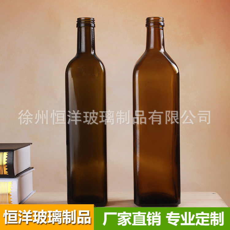 玻璃油瓶 山茶油瓶 墨绿色方形橄榄油瓶 香油瓶 可定制加工