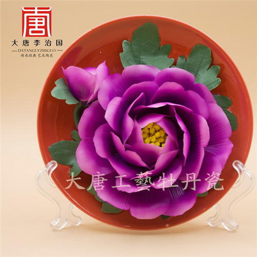 洛阳牡丹节纪念品  工艺牡丹瓷 陶瓷工艺摆件