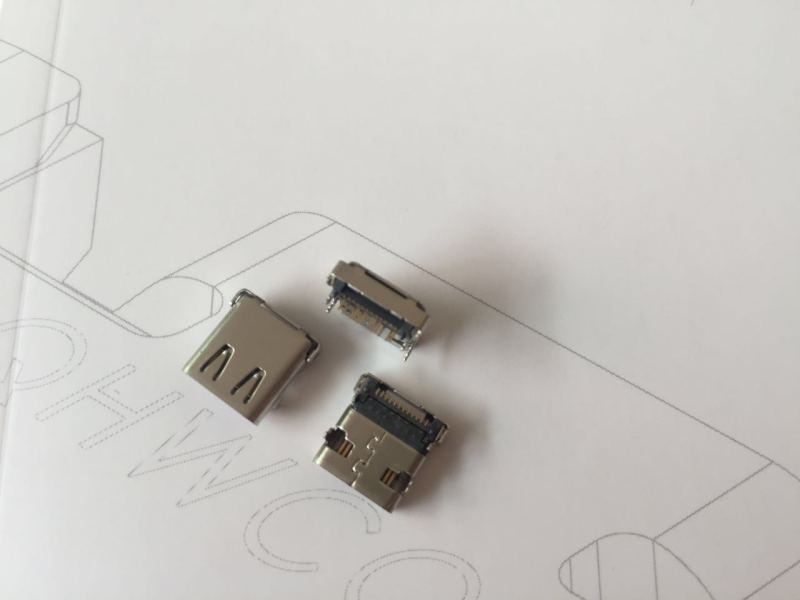 USB母座连接器USB3.1母座矩形USB两脚插件24P前贴后插母座USB3.1母座连接器图片