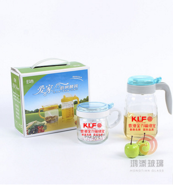 中国太平洋人寿保险创意厨房用品玻璃调味瓶 调味盒调料罐两件套