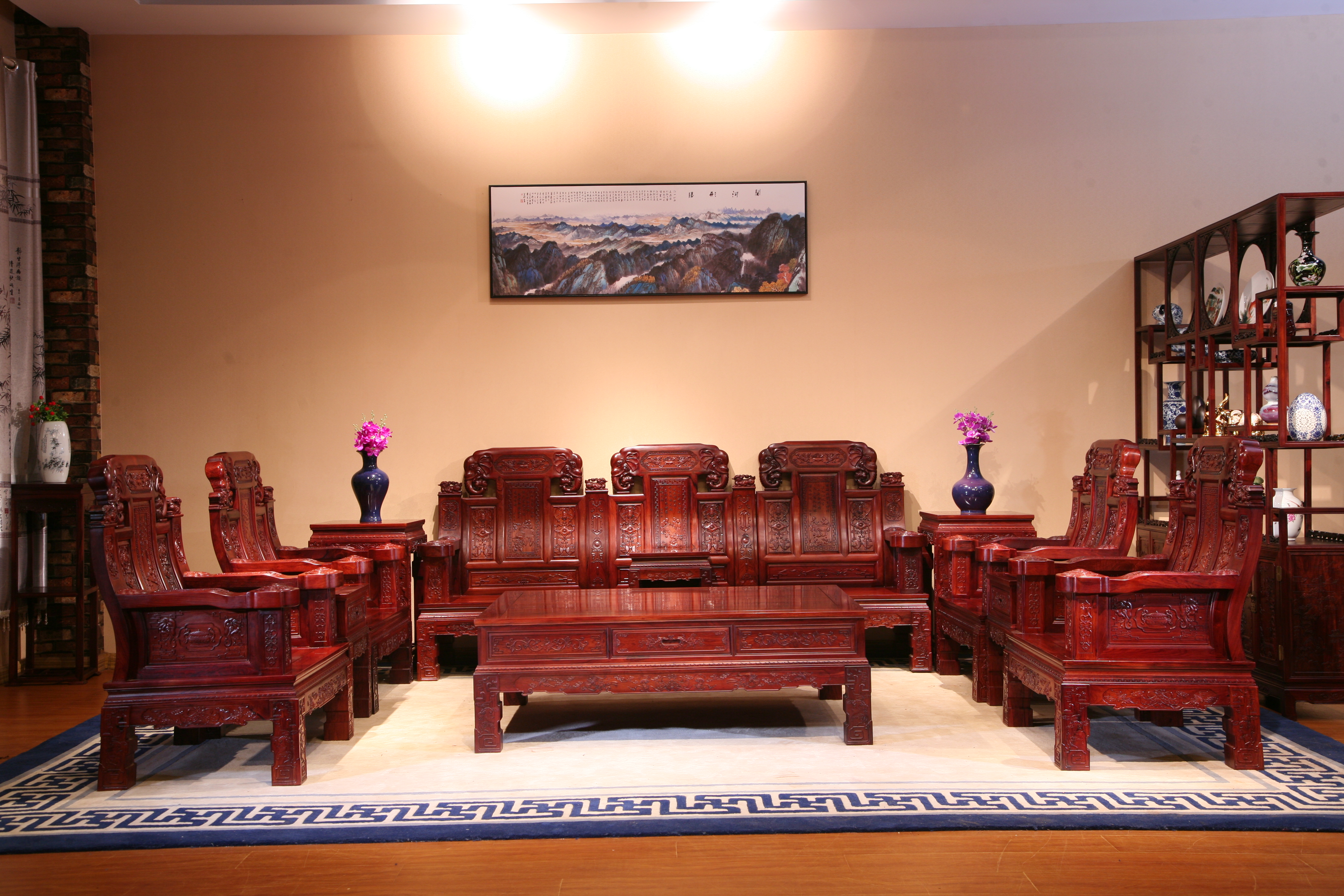 东阳和谐红木厂家直销 红木沙发组合 大红酸枝沙发组合巴里黄檀沙发组合红木家具 实木家具