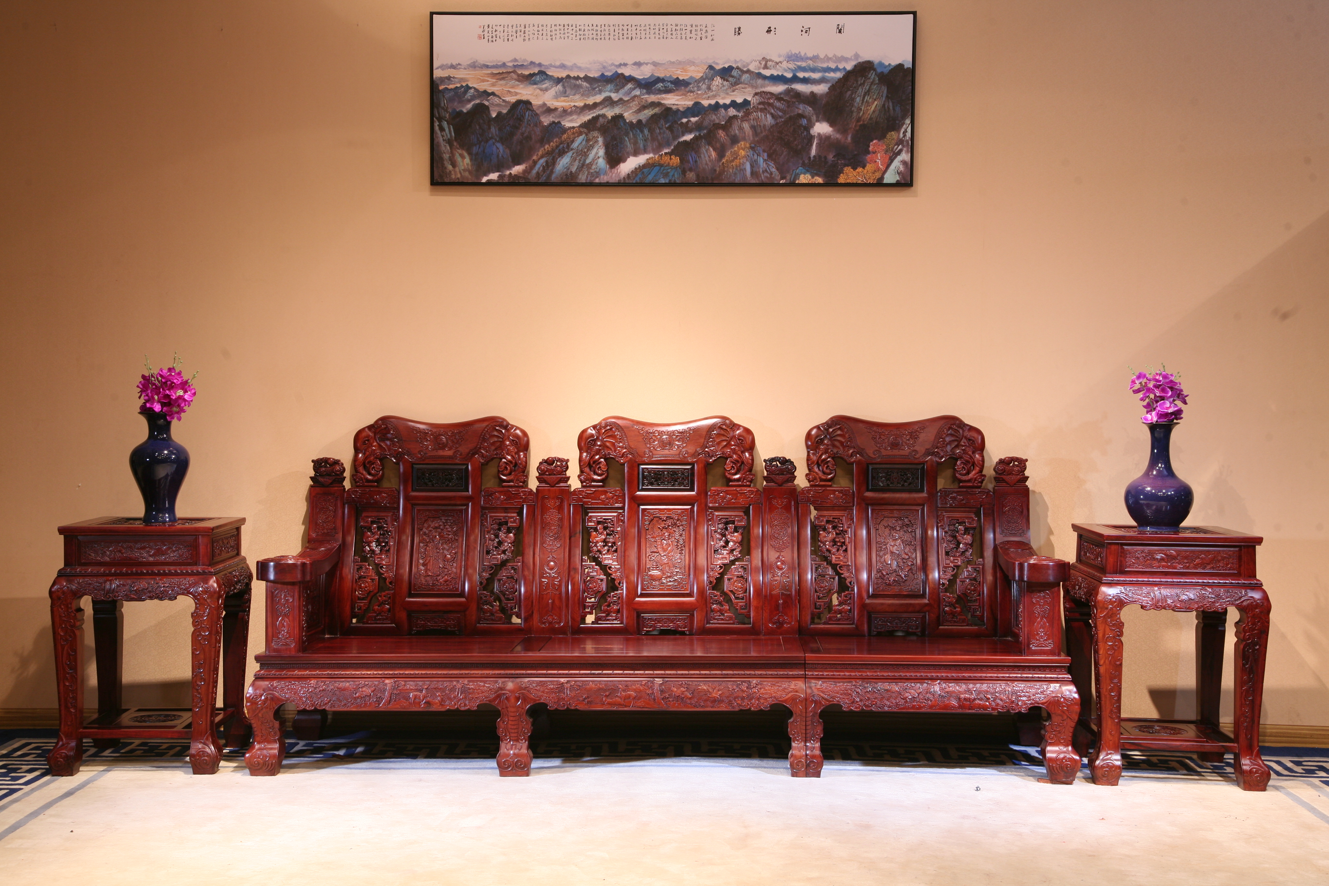 东阳和谐红木 厂家直销 红木家具 实木家具    红木沙发组合 红酸枝沙发组合图片