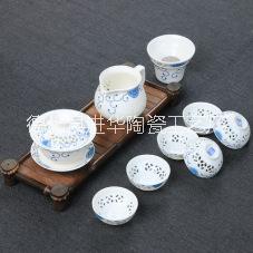 德化县进华陶瓷工艺厂 茶具套装蜂窝玲珑茶具