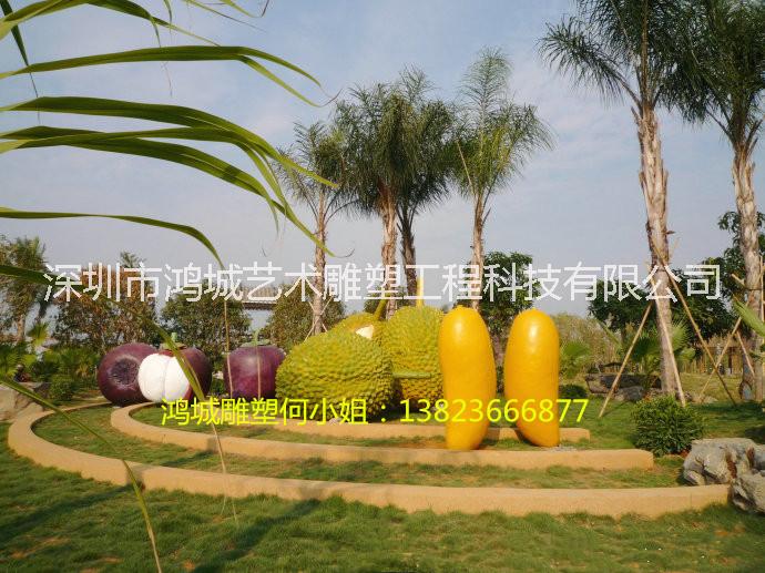 水果店品牌玻璃钢山竹造型雕塑