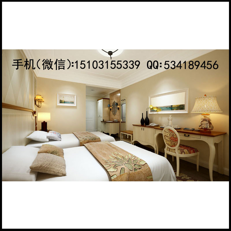 小法式风格宾馆酒店客标准间家具单人床床头柜行李柜写字桌衣柜电视柜图片