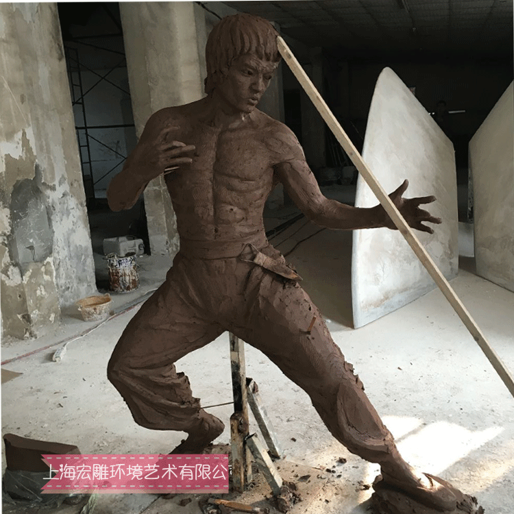 苏州市玻璃钢李小龙摆件仿真人物雕塑大型厂家