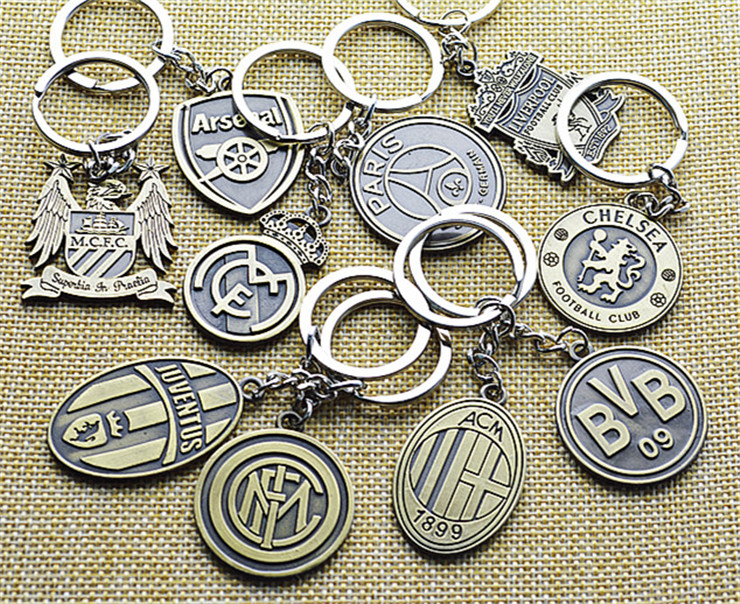 足球队钥匙扣 球迷用品 阿森纳利物浦巴萨皇马青铜钥匙扣挂件