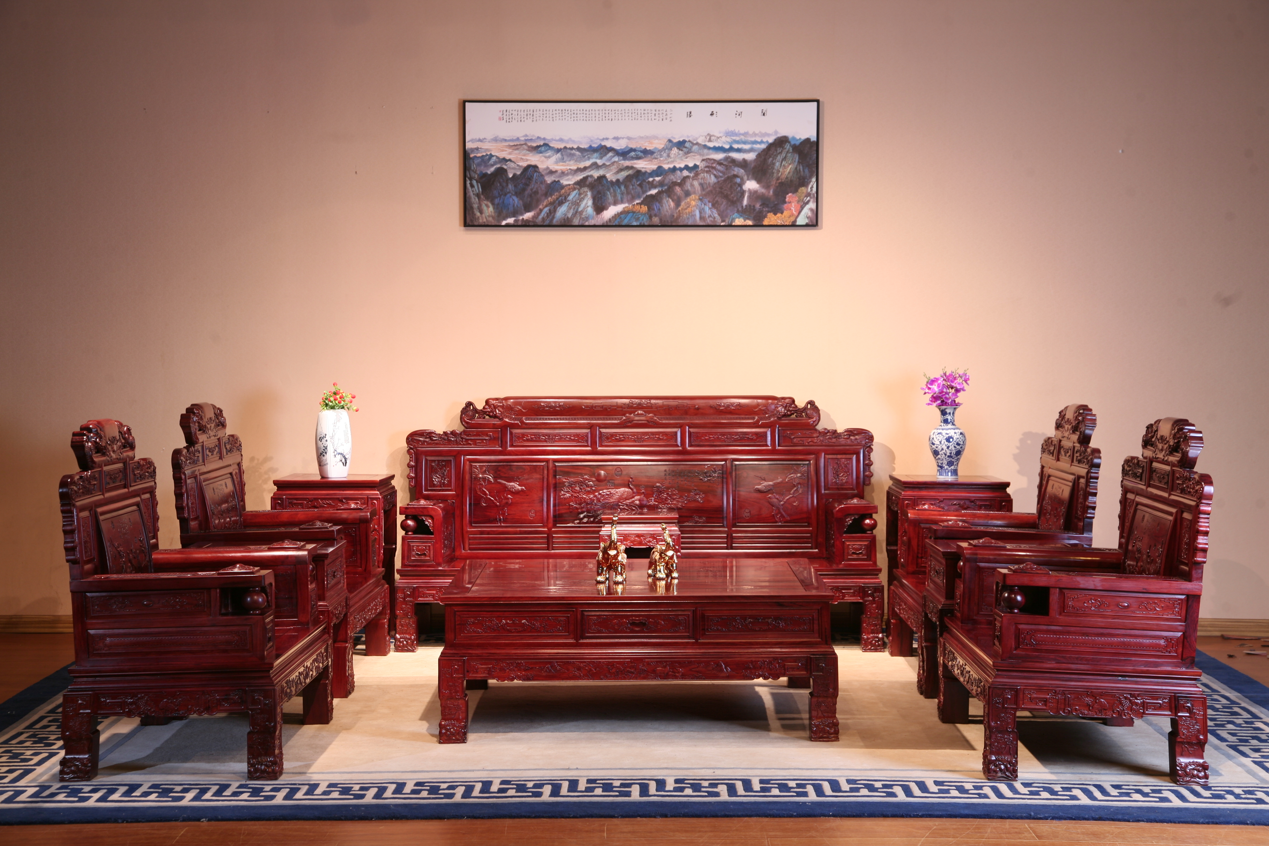 东阳和谐红木 厂家直销红木家具实木家具 红木沙发 古典沙发大红酸枝沙发
