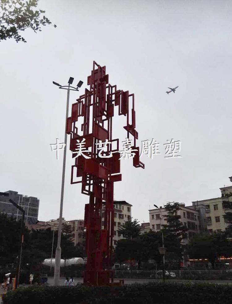 大型户外广场不锈钢喷漆抽象机器人雕塑 地产景观标志雕塑