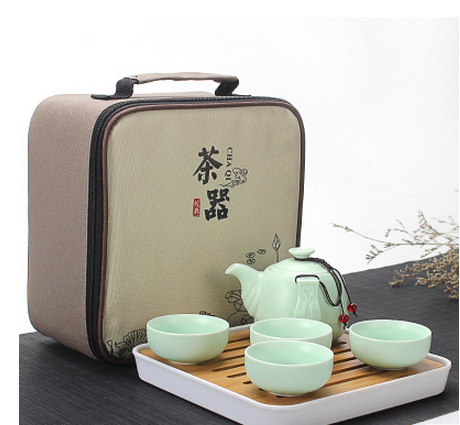 陶瓷4人新款旅行户外便携简约茶盘家用储水日式竹制小茶台干泡盘