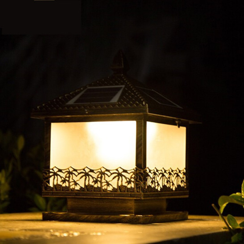 椰树太阳能柱头灯 户外太阳能灯报价 新农村LED路灯围墙灯