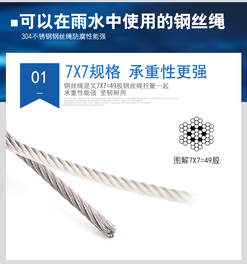 201不锈钢绳 201钢丝绳 直径0.5—10mm 涂塑包胶 晾衣绳 包邮