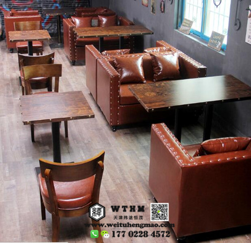 天津西餐厅实木沙发 西餐厅专用卡座沙发 西餐厅沙发定做图片