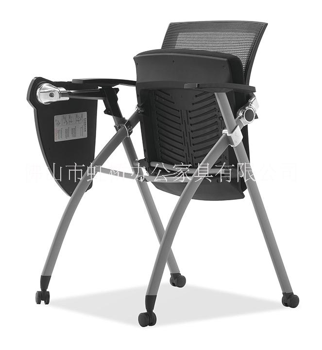 折叠培训椅带写字板会议椅学生教室桌椅网布记者职员办公椅子折叠培训会议椅图片