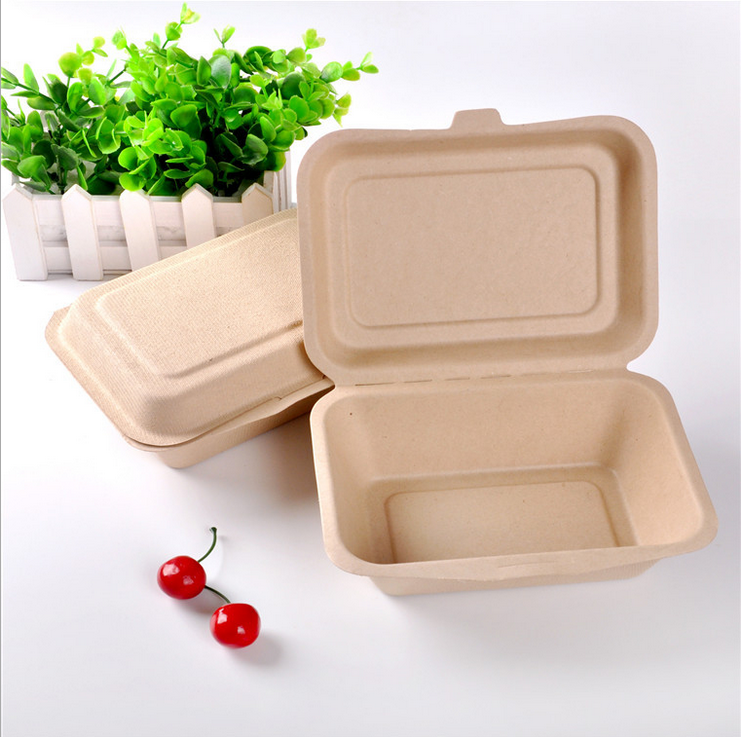 宜佳宜B001一次性纸浆环保汉堡盒打包盒本色餐盒 （600ml）