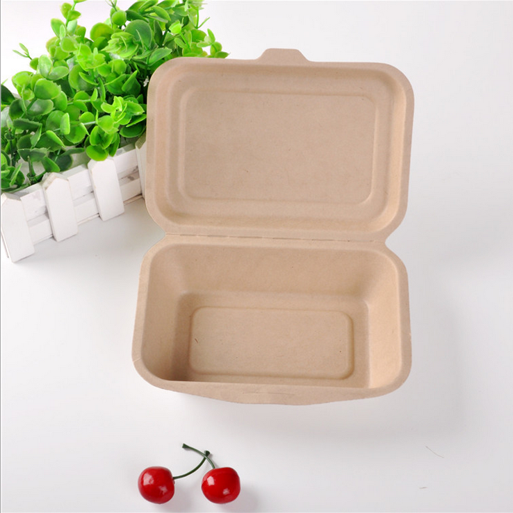 宜佳宜B001一次性纸浆环保汉堡盒打包盒本色餐盒 （600ml）