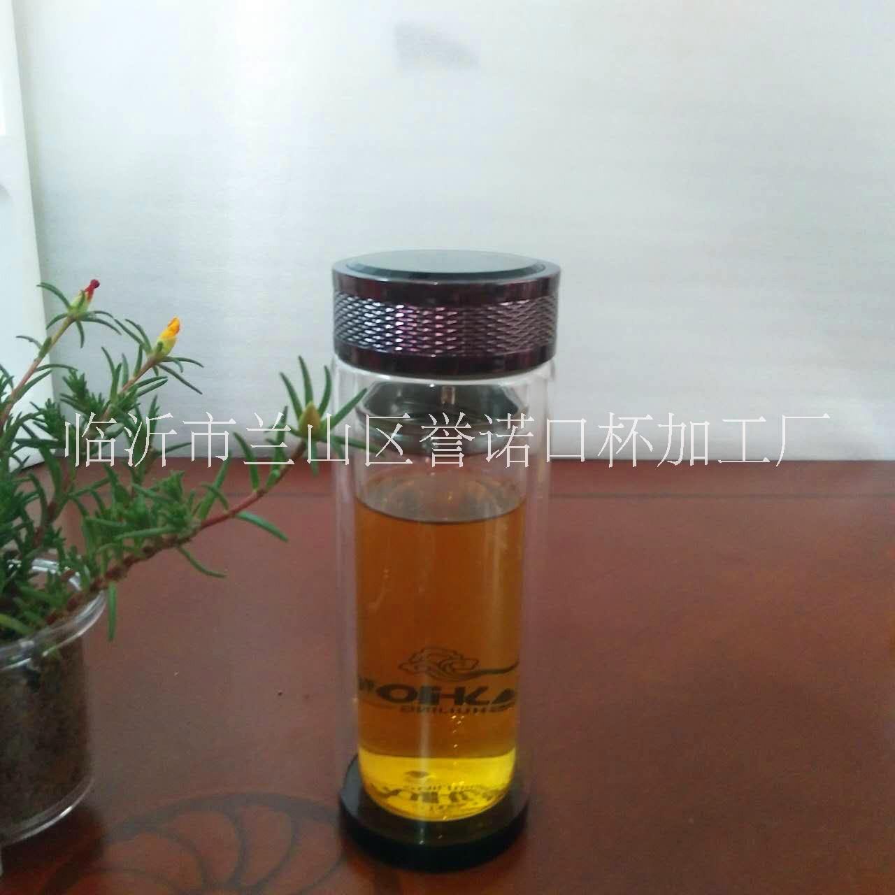 山东临沂黑雕盖水晶双层玻璃杯礼品杯生产厂家个性定制加logo