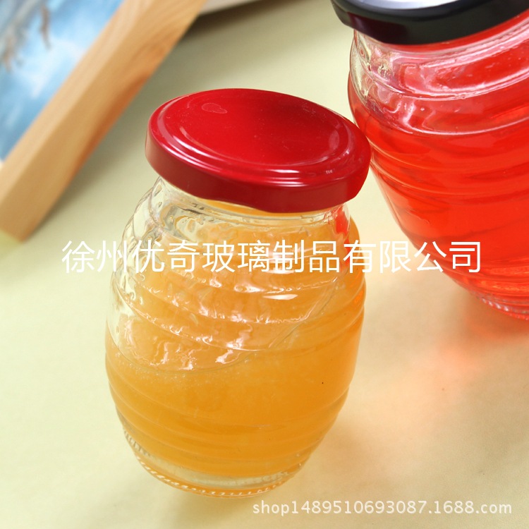 现货直供500ml螺丝蜂蜜瓶 圆蜂蜜瓶 八角蜂蜜瓶 雕花玻璃瓶