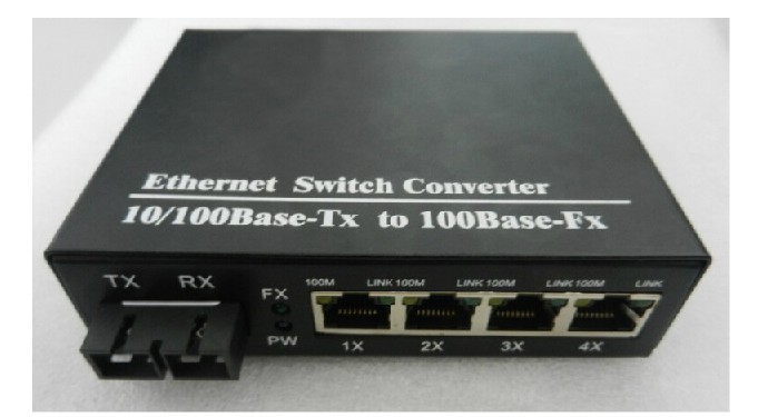 1光4电光纤收发器百兆网络光端机单模双纤光电转换器安防监控SC多模光钎交换机图片