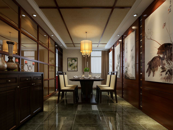 中式风格家庭装修， 150平中式风格装修案例