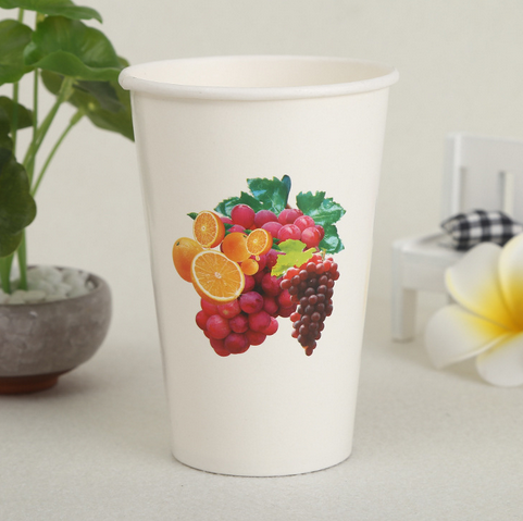 生产批发加厚一次性果汁纸杯子饮料咖啡打包可带盖纸杯图片