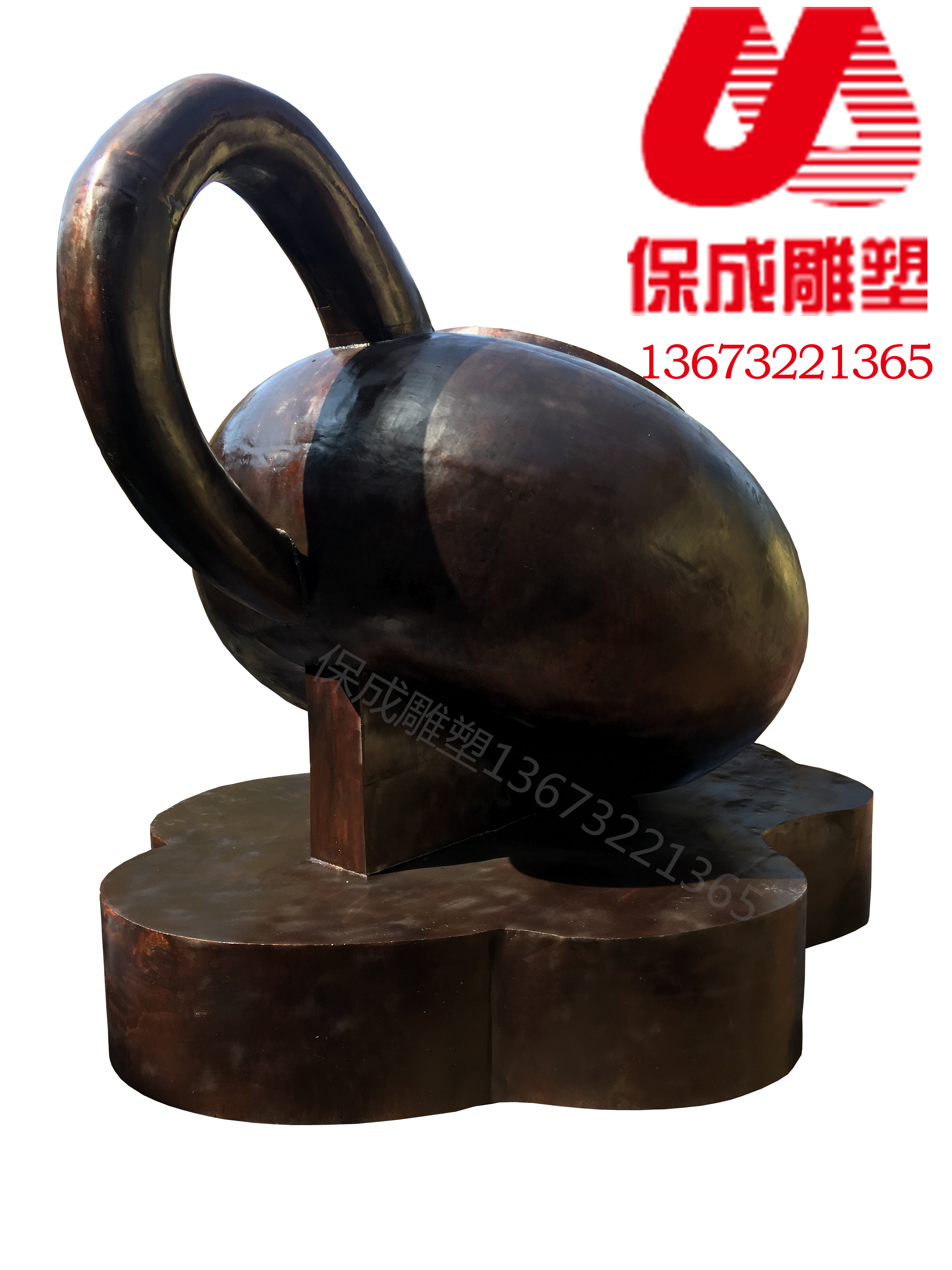 铸铜茶壶雕塑茶馆创意主题摆件 茶雕塑