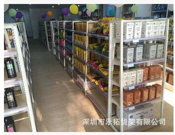 厂家定制 超市饰品店便利店展示架 精品店双面多层钢木结构货架图片