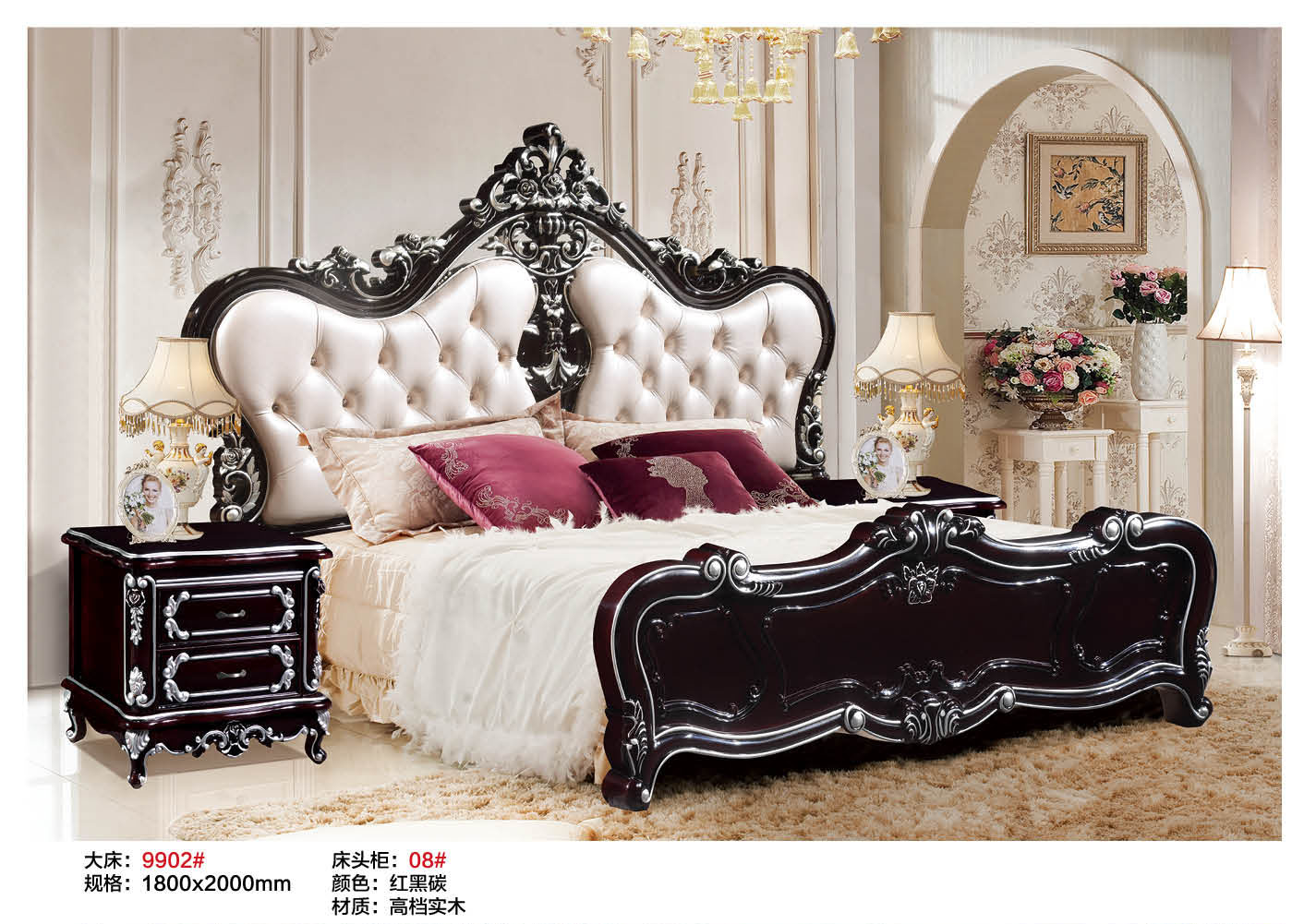 奢华欧式床头柜双层大户型板木结合欧式床边柜储物卧室收纳新古典