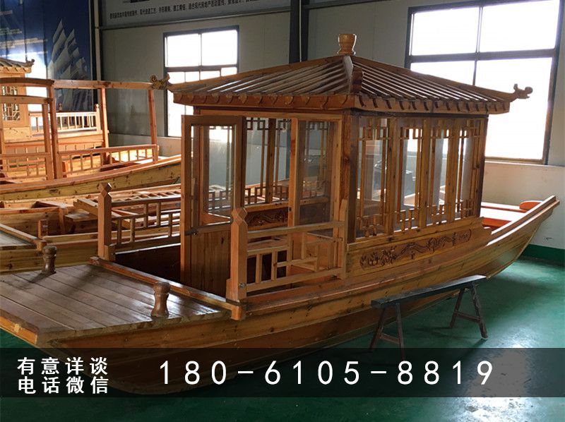 四川定制木船单亭船木质玻璃钢电动船手划船客船图片