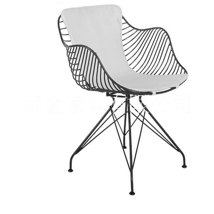 铁线餐椅 铁线餐椅家具欧美式皮垫金属搭配椅 铁线金属椅厂家直销