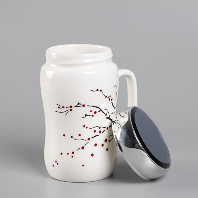 陶瓷创意梅花镜面保温变色杯 镜子杯 促销礼品定制陶瓷变色杯厂家直销