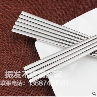 厂家直销布轮光304不锈钢筷子 防滑方形礼品定制批发韩国餐具 防滑方形筷子