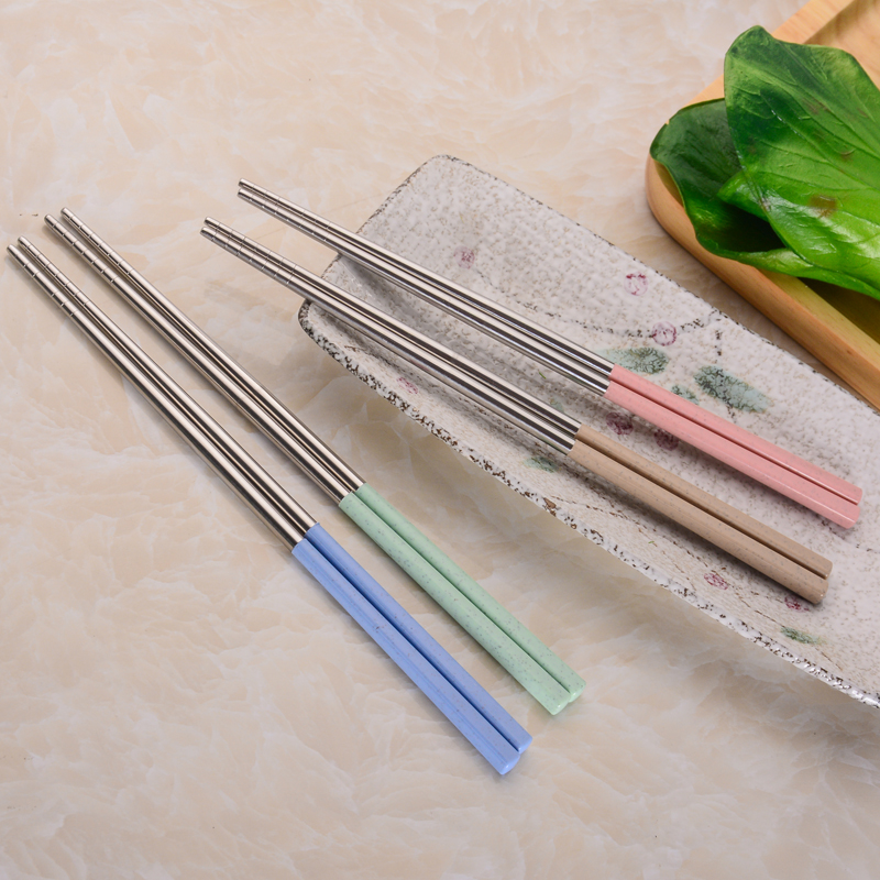 君和小麦筷子304不锈钢创意筷子便携式筷子 304不锈钢筷子