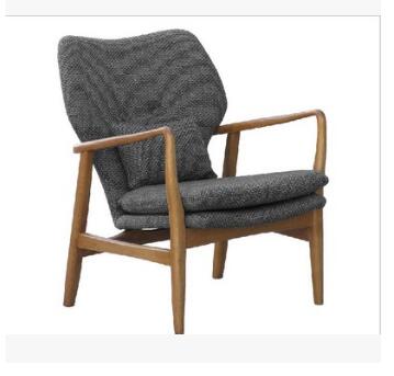 创意休闲椅实木布艺沙发躺椅批发木骨架咖啡椅简约风格酒店沙发图片