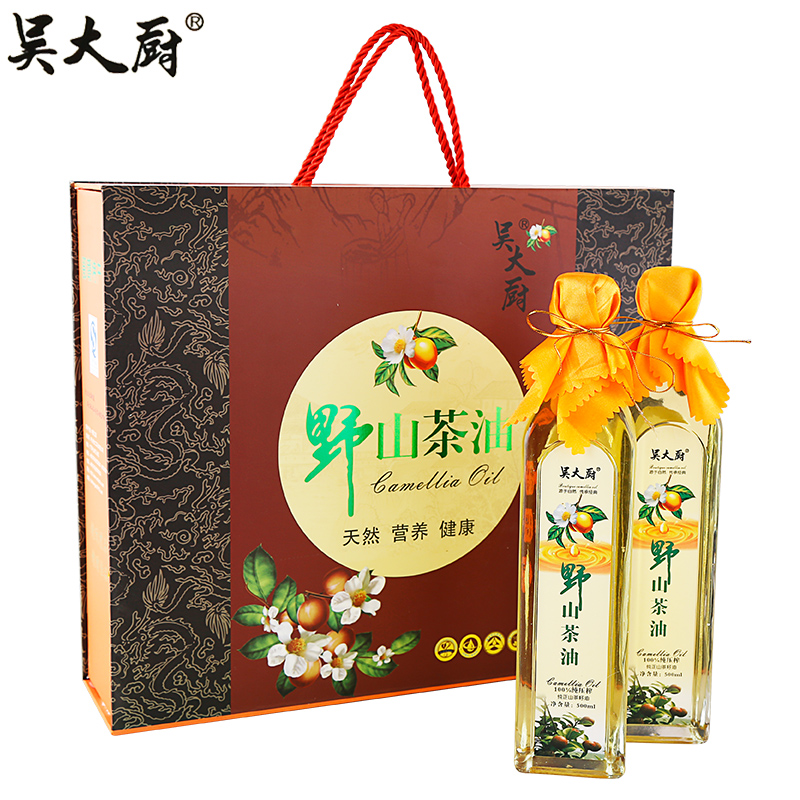 吴大厨山茶油礼盒500MLX2农家茶籽油月子油