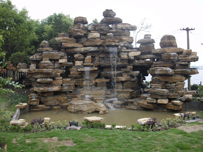 自然风格假山流水喷泉别墅假山制图片