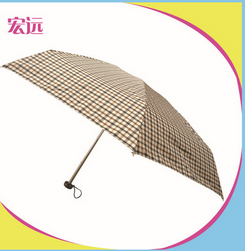 批发供应学生专用超短五折雨伞 时尚格纹个性太阳伞
