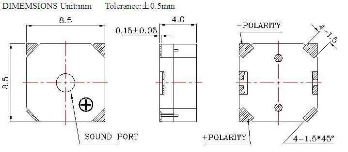 8540贴片无源正发音蜂鸣器8.5*8.5*4.0