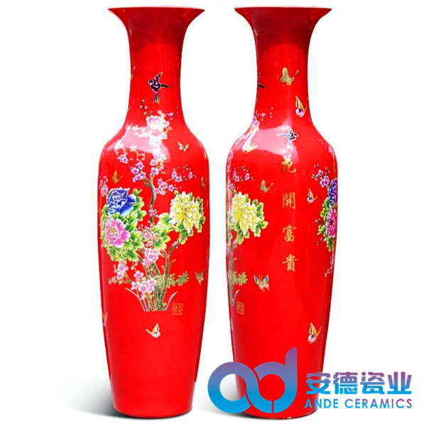 青花瓷陶瓷大花瓶，粉彩陶瓷大花瓶，手工雕刻陶瓷大花瓶