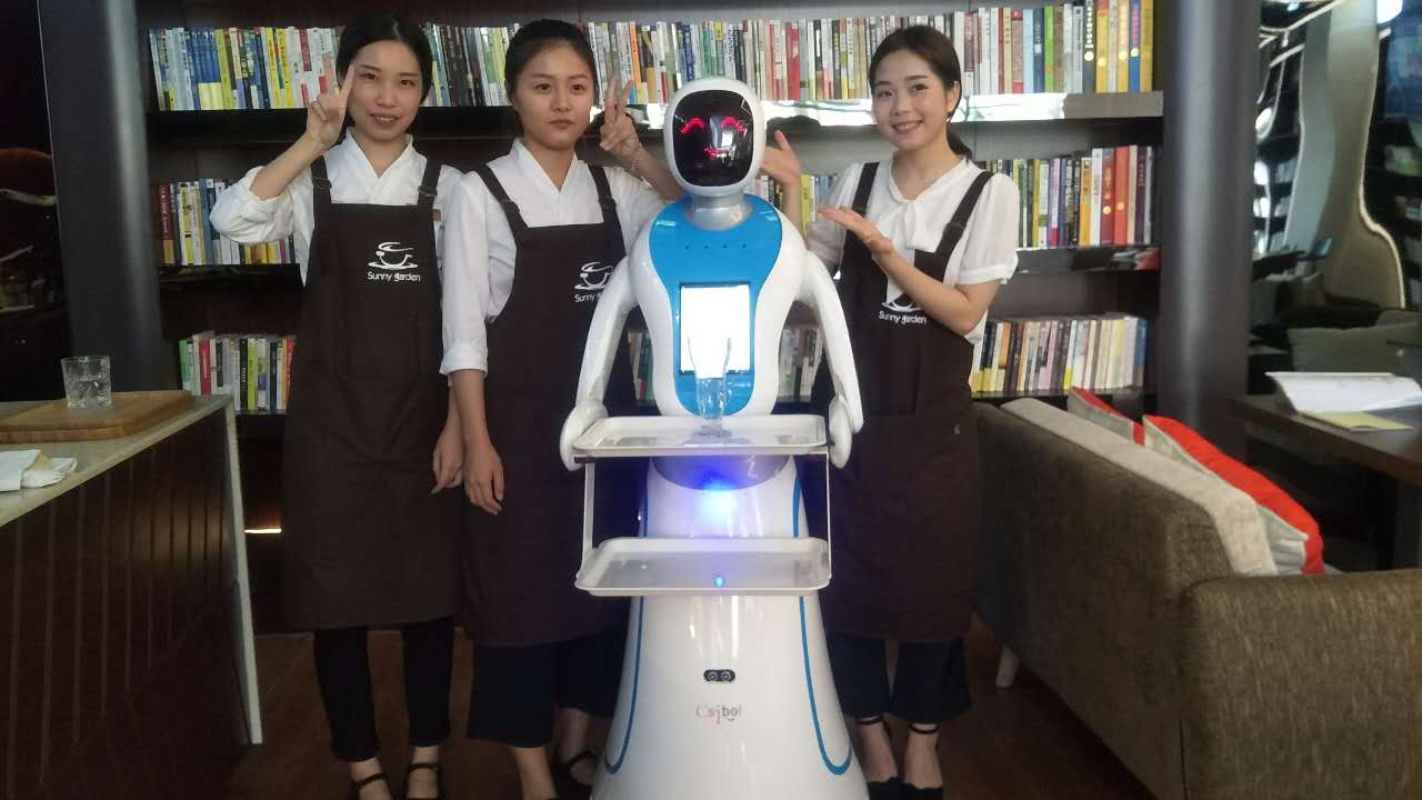 穿山甲机器人Amy艾米商业服务无轨送餐迎宾机器人火锅店西餐厅茶餐厅咖啡馆送餐传菜送菜端菜图片