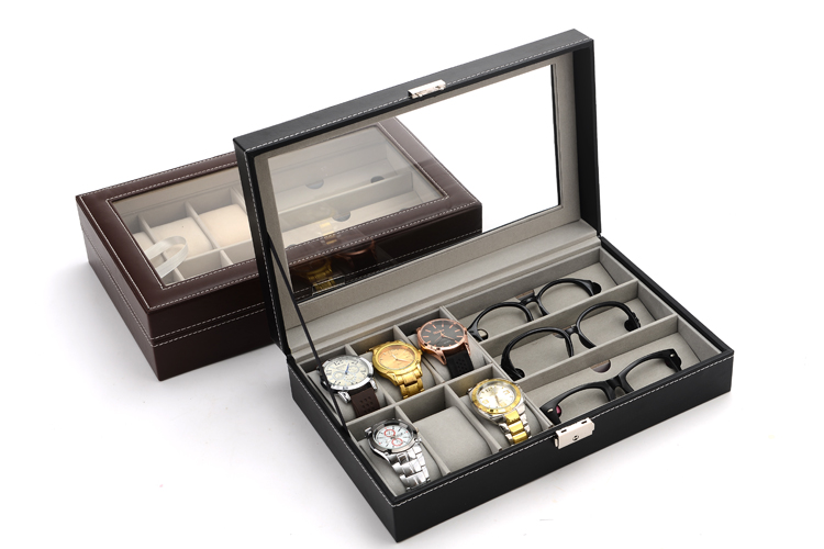 浙江义乌手表盒眼镜盒手表眼睛盒收纳盒展示批发价格8+2手表眼镜收纳盒展示图片