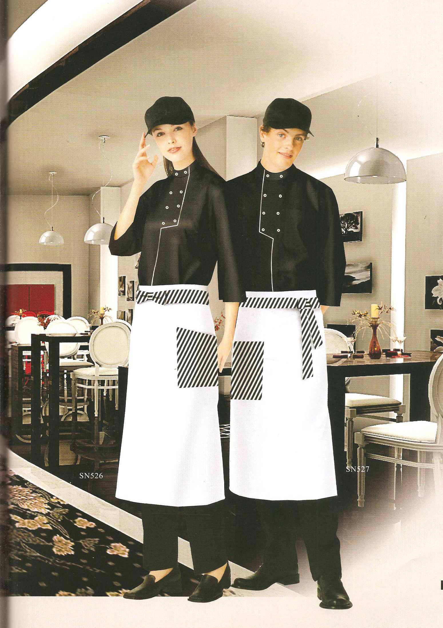 尺子剪刀布定制新款韩式餐厅制服 韩式小店服务员制服