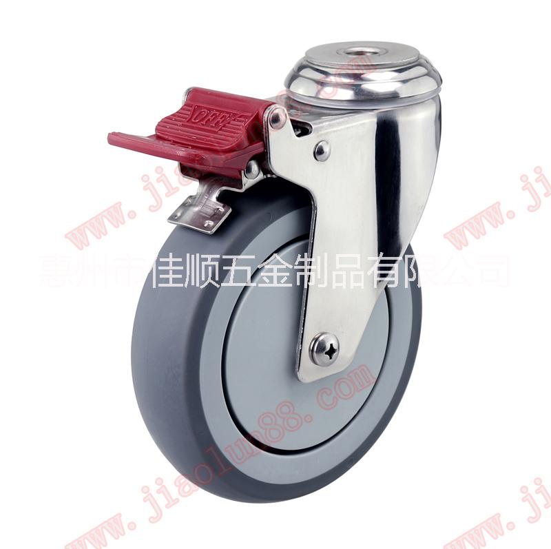 高品质不锈钢TPR静音脚轮厂家，上海医疗脚轮医用304不锈钢高静音TPR脚轮图片