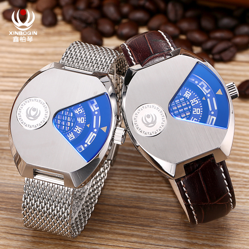 鑫柏琴批发厂家新款防水钢带商务个性男士酒桶形石英创意手表