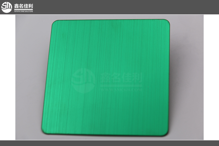 彩色不锈钢板拉丝板真空电镀翡翠绿不锈钢拉丝板加工厂绿金彩色不锈钢拉丝板图片