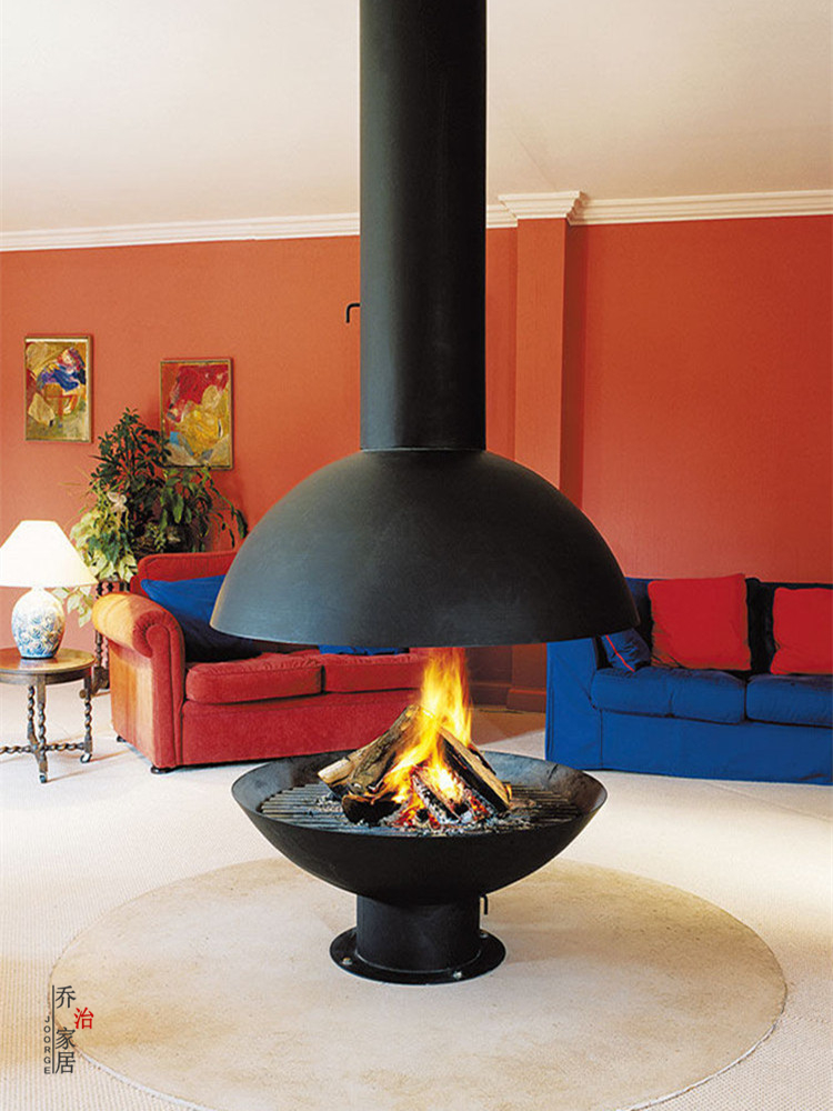 异形悬挂壁炉真火取暖器RG960 装饰壁炉定制真火燃木壁炉