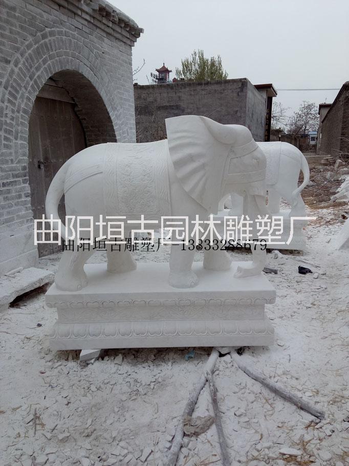 石雕汉白玉大象园林门口大象摆件图片