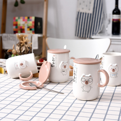 创意可爱小熊马克杯陶瓷水杯 浮雕卡通动物色釉杯 咖啡杯 牛奶杯